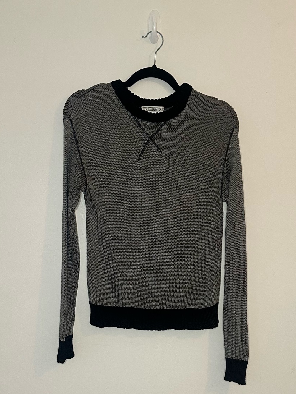 Dagmar Grey and Black Crewneck Sweater - Women Viscose/Cotton xs/s